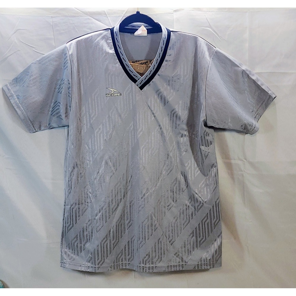 Score Siver & Black Adult Large Short Sleeve Soccer Fútbol Shirt Jersey